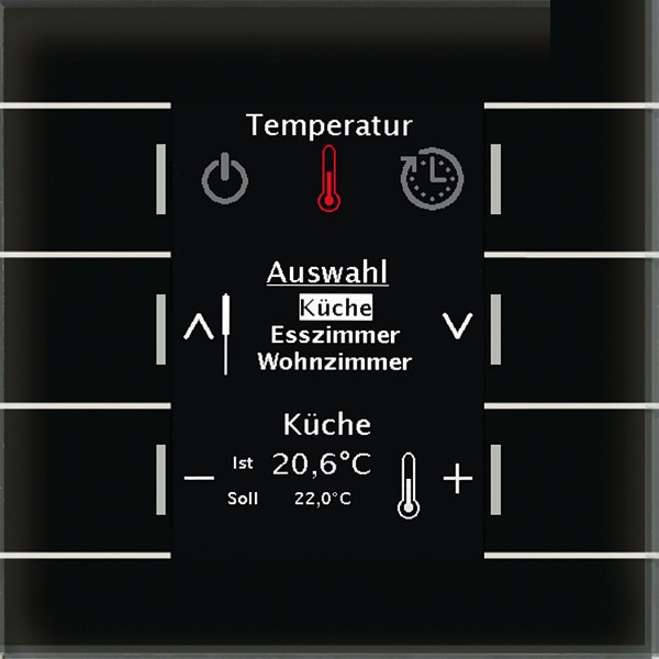 1St. MDT BE-GBZS.01 Bedienzentrale Glas sw BE-GBZS.01 Smart Farbdisplay und 6 Sensorflächen