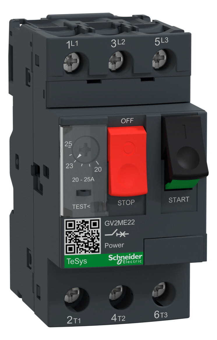 1St. Schneider Electric GV2ME22 Motorschutzschalter, 3p, 20-25A, Tasterbetätigung, Schraubanschluss