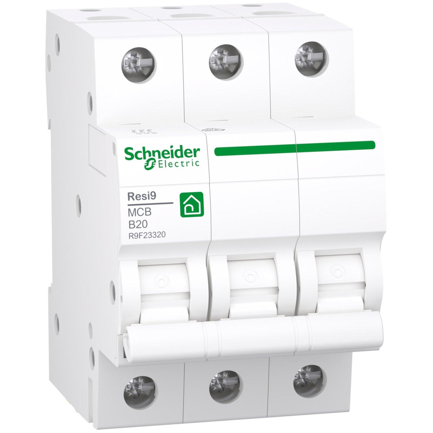 1St. Schneider Electric R9F23320 Leitungsschutzschalter Resi9 3P, 20A, B Charakteristik, 6kA