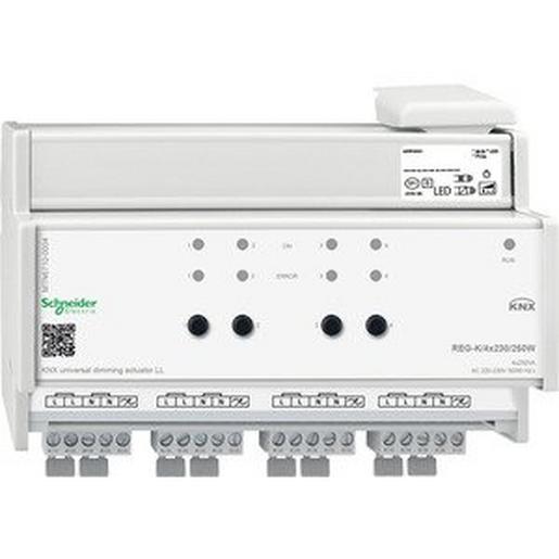 1St. Schneider Electric MTN6710-0004 KNX Universal-Dimmaktor LL REG-K/4x230/250 W, lichtgrau