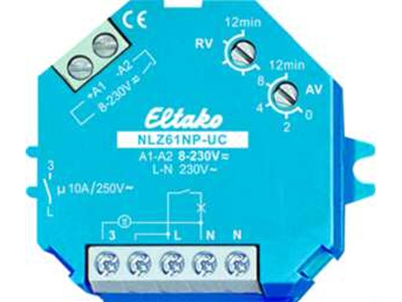 1St. Eltako NLZ61NP-UC Nachlaufschalter UC. 1 Schließer nicht potenzialfrei 10A/250V AC 61100704