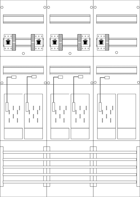 1St. F-Tronic E216ER6DS-HSS Zählerfeld 3-feldrig, H=1050mm, 5-eHZ mit DS, 5 HSS, 1 Res., E216ER6DS-HSS 7120171