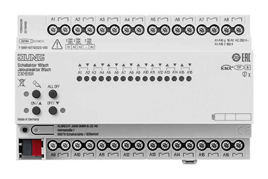 1St. Jung 230161SR KNX Schaltaktor 16fach, KNX Jalousieaktor 8fach 23016 1S R