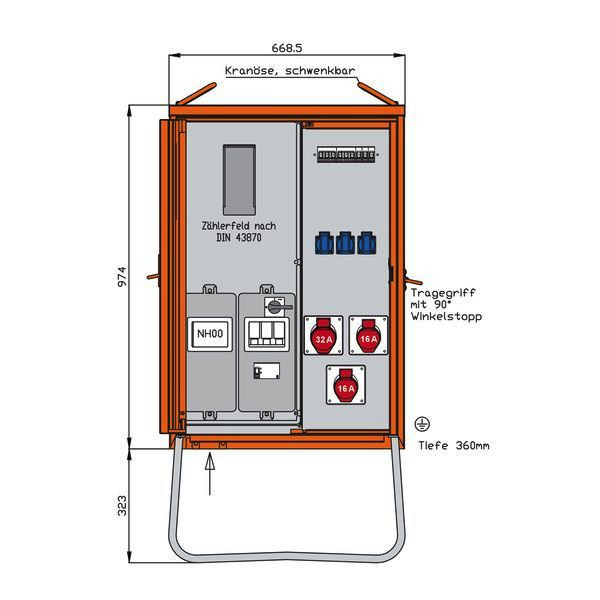 1St. Walther WAV0100R1 Anschlussverteilerschrank 22kVA mit Zählerplatz