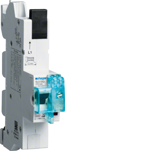 1St. Hager HTS163E SLS-Schalter 1 polig E 63A für Sammelschiene QC