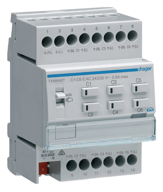 1St. Hager TXM646T Heizungsaktor 6fach KNX easy 24/230V