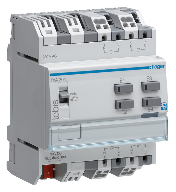 1St. Hager TXA304 Binäreingang 4fach KNX 230V