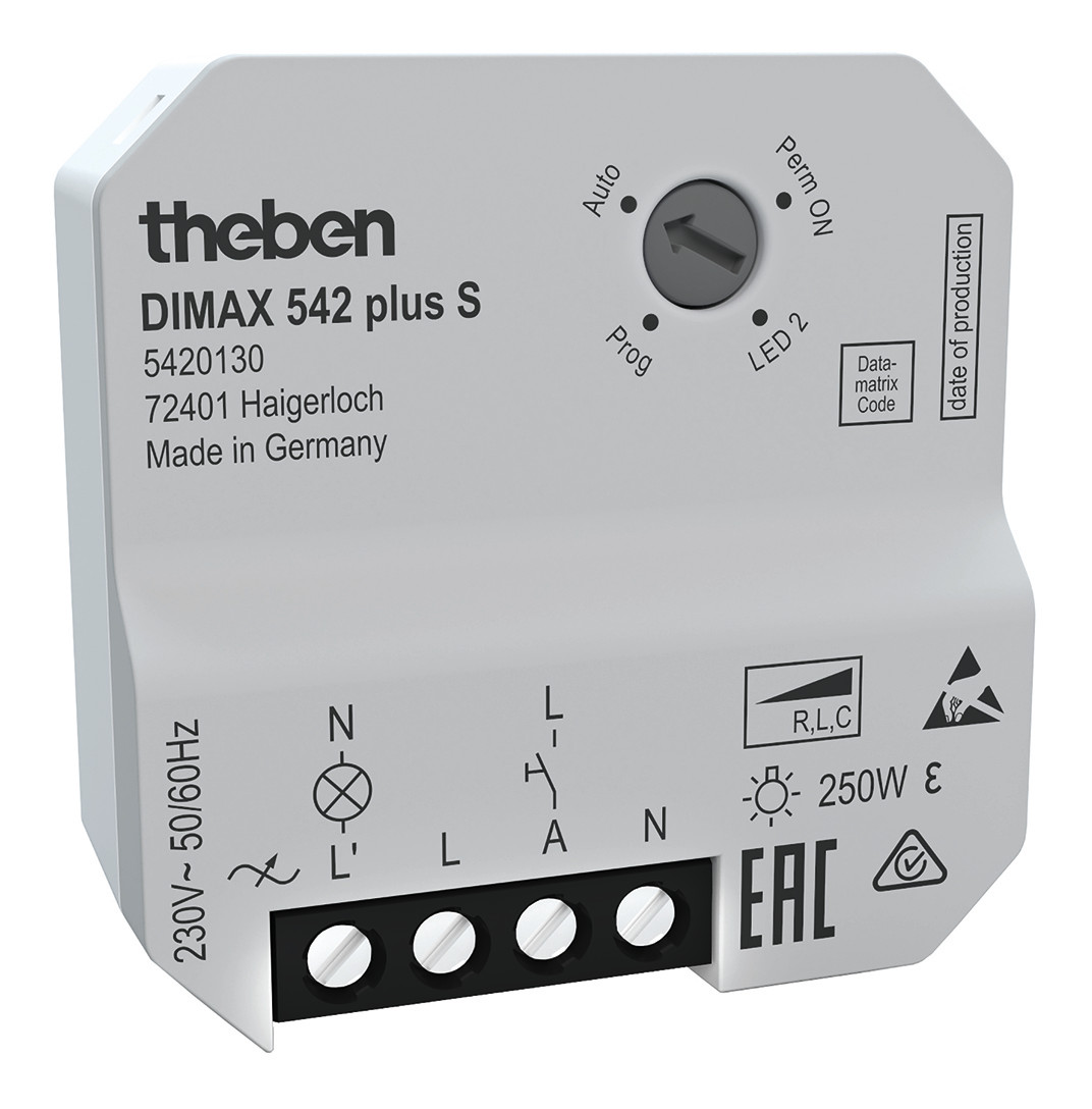 1St. Theben 5420130 UP-Universaldimmer für ESL und 230V LED-Lampen DIMAX 542 plus S