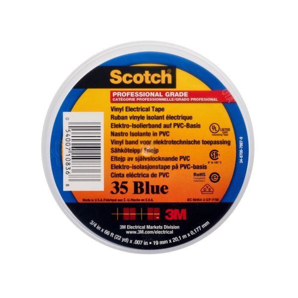 20m 3M 35 19x20 bl Vinyl Elektro-Isolierband 19 mm x 20 m, blau 80611211584