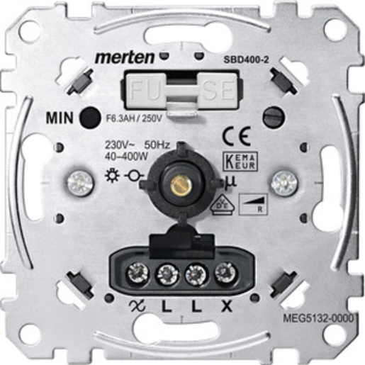 1St. Merten MEG5132-0000 Drehdimmer-Einsatz für ohmsche Last mit Druck-Wechselschalter, 40-400 W