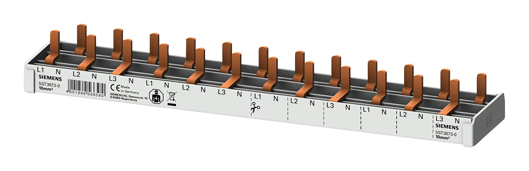 1St. Siemens 5ST36730 Stiftsammelschiene kompakt, 10mm2 Anschluss 3p/N 12x Kompaktgerät 1-pol