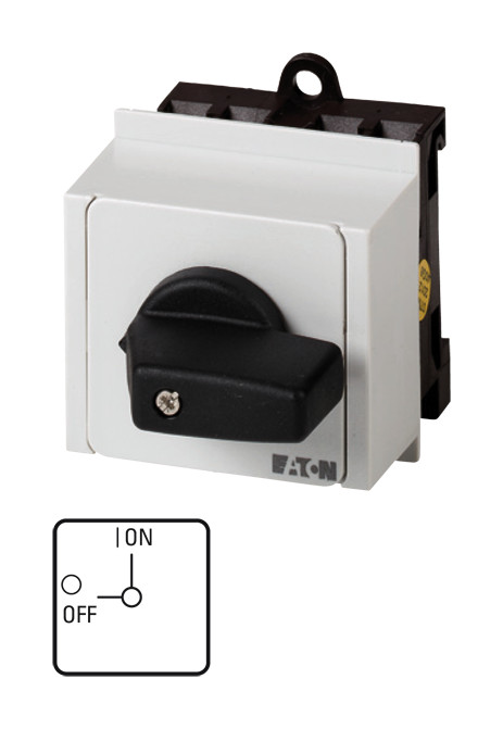 1St. Eaton 031758 EIN-AUS-Schalter, T0, 20 A, Verteilereinbau, 2 Baueinheit(en), 3-polig, mit schwarzem Knebel und Frontschild T0-2-1/IVS
