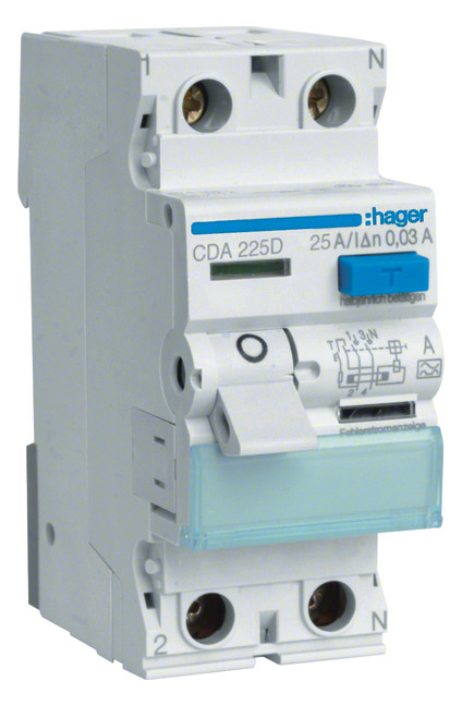1St. Hager CDA225D Fehlerstromschutzschalter 2 polig 6kA 25A 30mA Typ A