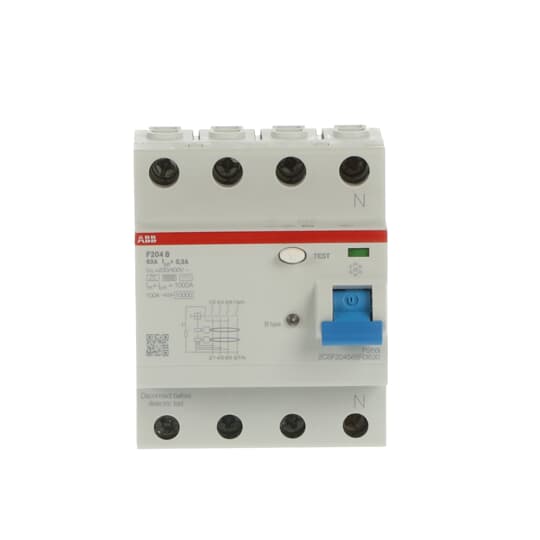 1St. ABB F204 B-63/0,3 FI-Schutzschalter Typ B 4P, 63A, 300mA, kurzzeitverz., 3kA, 4TE 2CSF204592R3630