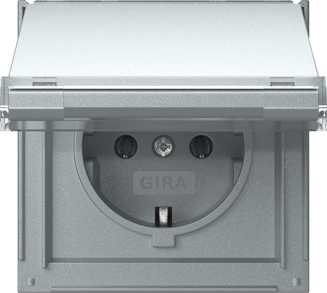 1St. Gira 441065 SCHUKO-Steckdose 16A 250V mit Klappdeckel und Beschriftungsfeld TX_44, Aluminium