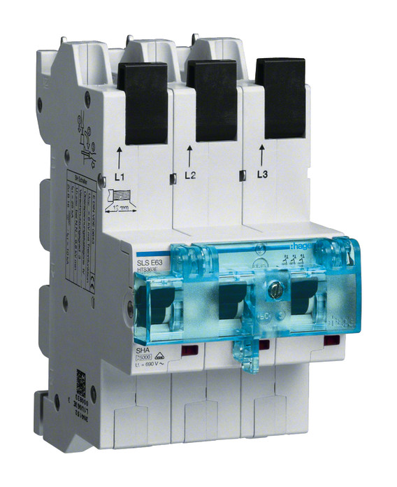 1St. Hager HTS363E SLS-Schalter 3 polig E 63A für Sammelschiene QC