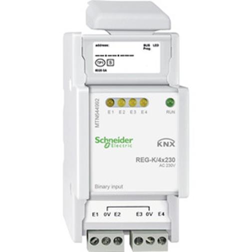 1St. Schneider Electric MTN644992 Binäreingang REG-K/4x230, lichtgrau