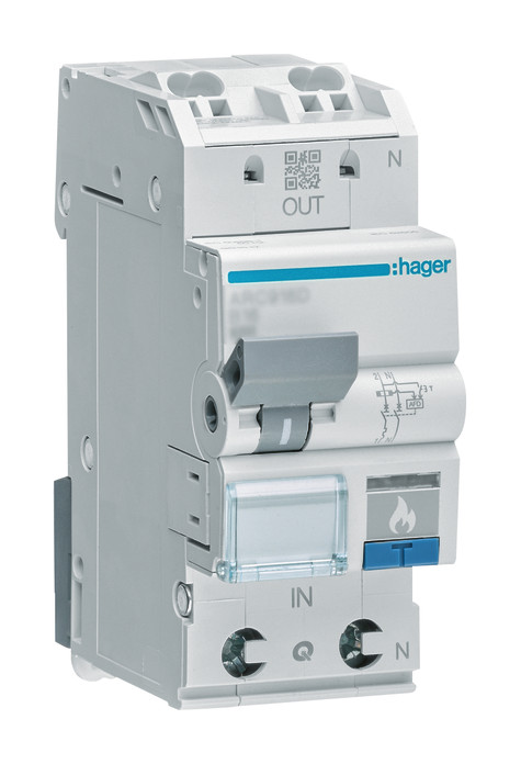 1St. Hager ARC910D Fehlerlichtbogen-Schutzeinrichtung AFDD mit LS-Schalter 1P+N 6kA B-10A 2M