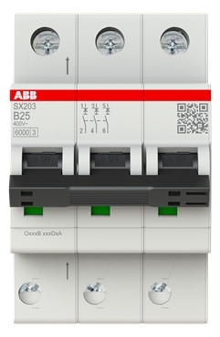 1St. ABB SX203-B25 Sicherungsautomat Flexline 6kA, 25A, 3P